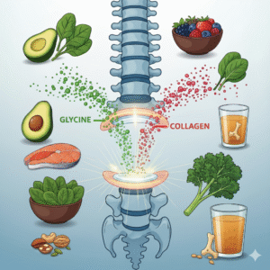 Glycine: The Hidden Nutrient for Spinal Disc Healing A chart of collagen skin care for spinal disc nutrients for healing. Chiropractor in Frisco, TX for slipped disc DRX9000