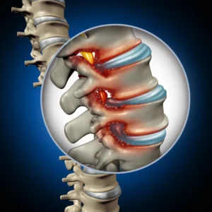 Sharp Lower Back Pain When Moving or Bending: What Could Be Causing It? Image showing lumbar spinal stenosis, a narrowing of the spinal canal that can cause back pain, leg pain, and mobility issues, treated at Frisco Spinal Rehab.
