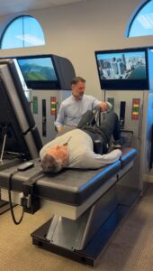 Sciatica patient getting spinal decompression in Dallas, TX.